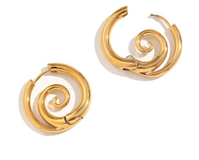 Pendientes Serpiente De Acero Inoxidable En Oro De 18 Quilates